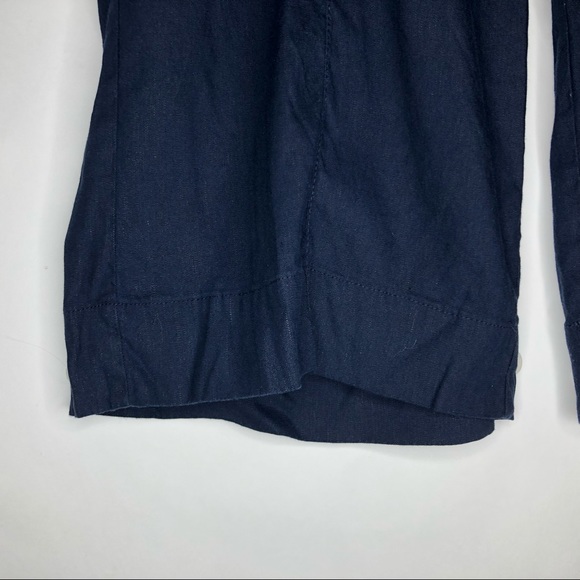 J JILL navy blue crop linen wide-leg pants M - p - Picture 4 of 14
